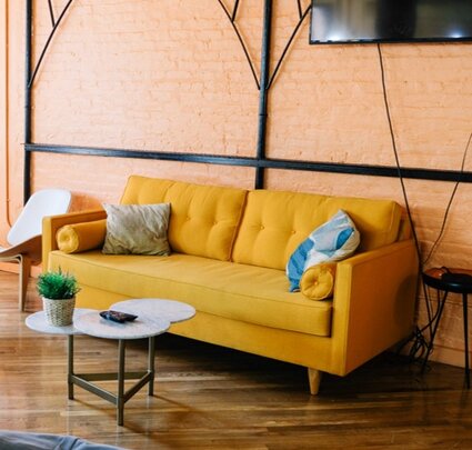 Yellow sofa room furniture